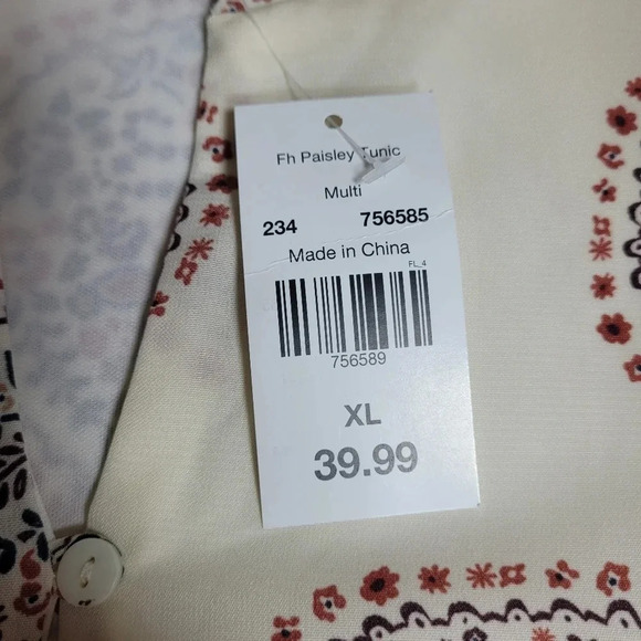 NWT Cal Style Paisley Print Tunic sz XL Babydoll Cut - Picture 6 of 11